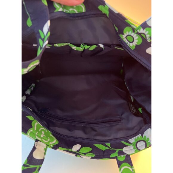 New with Tags, SPC Green Navy White Flowered Large Tote Laptop Tablet - Picture 8 of 11